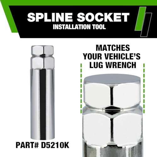 DPAccessories Lug Nuts Compatible with 2005-2021 Nissan Frontier | Black Spline Style | Aftermarket Aluminum Wheels Only | Set of 24 Wheel Nuts & 1 Tool | DNIFRO02A-BK/1 2005-2021 Aftermarket Wheels