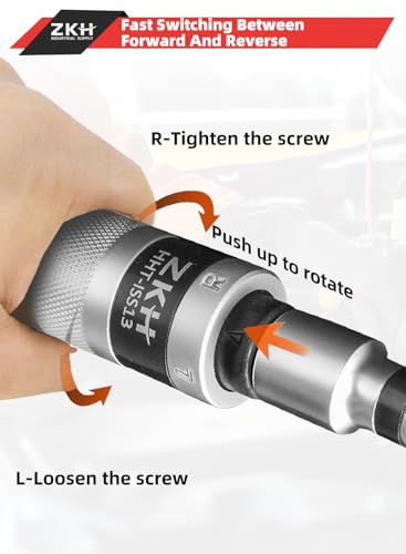 ZKH 3/8" Hand Impact Screwdriver, 1/2" Manual Reversible Impact Driver Includes 10-Piece S2 Steel Slotted, Phillips, Screw Extractor Bit Set for Removing Damaged, Frozen, Rusted Screws and Fasteners 3/8 & 1/2 Inch Driver