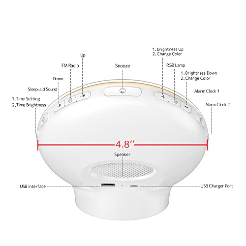 Dekala Sunrise Alarm Clocks for Bedrooms, Wake Up Light with Sunrise Simulation, Clock Radio Dual Alarms & Natural Sounds, Snooze & Sleep Aid, FM Radio, 7 Colors Night Light Classic Version