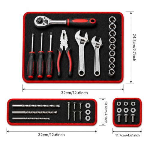 3-Piece Flexible Magnetic Tool Mat Set, 85 Embedded Magnets