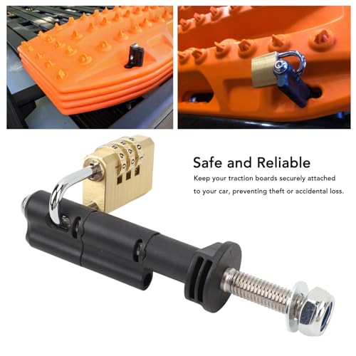 Fabater Mounting Pins, 4 Pcs Traction Boards Mounting System, Lockable Theftproof Safety Mount Pins Set, Compatible with MKII Recovery Boards, Stainless Steel Material With Password Lock