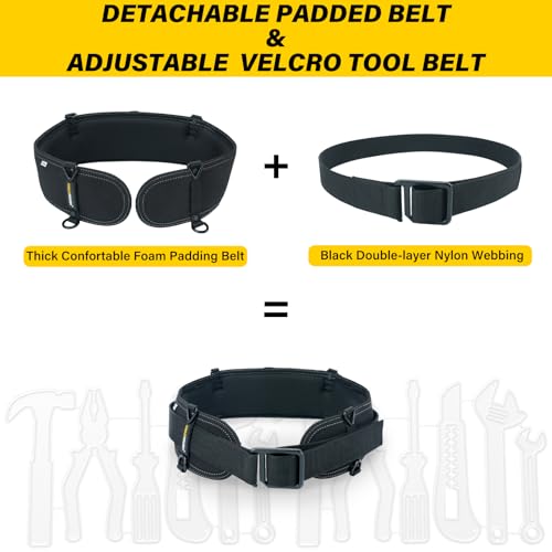 MELOTOUGH Construction Work Belt Padded Suspender Tool Belt Suspenders,and Padded Tool Belt,Electrician Tool Belt