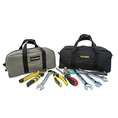 MELOTOUGH Utility Tool Tote Bag Canvas Tool Bag + Waxed Canvas Utility Tool Tote bag Combo Kit-Includes 1 Medium & 1 Small Tool Organizer Bags