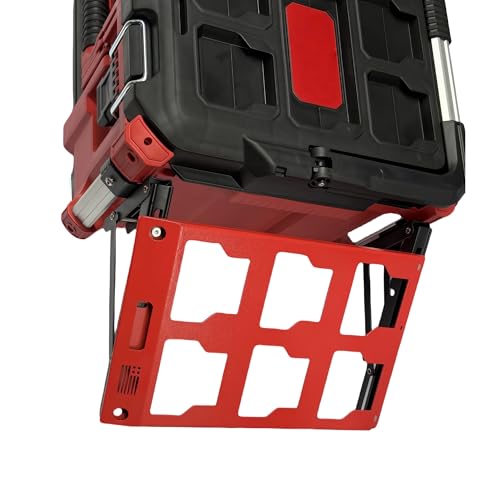 for Milwaukee Packout Compatible Foldable Side Mount Rack Heavy Duty Side Storage Organizer, Wall & Floor Installation, 100LB Capacity, Toolbox Accessory (2 red) 2