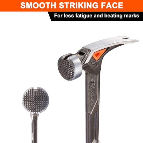 VANQUISH 17 oz Framing Hammer, Straight Claw Hammer with Magnetic Nail Holder, Rip Claw Hammer with Milled Face & Shock Absorbing Grip, Heavy Duty One-piece Forged Hammer 0527
