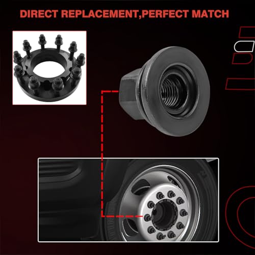 Wheel Lug Nuts Compatible with Dodge Vehicle Ram 3500 4000 4500 5500 2012-2023, M14-1.50 Flange - 22mm Hex, 28.5mm Length, Medium Replace# 6509424AA 611-936 (10PCS)
