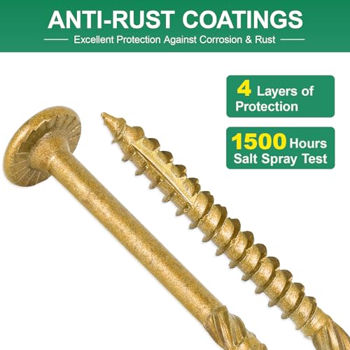 10 Inch Heavy-Duty Outdoor Deck Screws #14 x 10" Tan 50