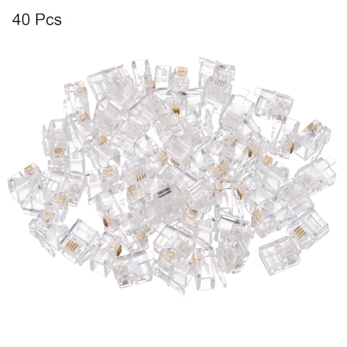 QUARKZMAN Telephone Modular Plug Male RJ11 Plug Copper Core 6P4C Flat Cable Female Adapter Clear Pack of 20