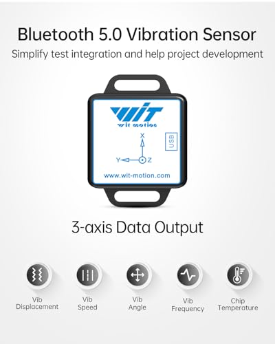 [BLE Vibration Sensor] WTVB01-BT50 Smart Vibration Module, 3-axis Vibration (Frequency+Displacement+Speed+Angle) Detector, Wireless Shock Motor Monitor