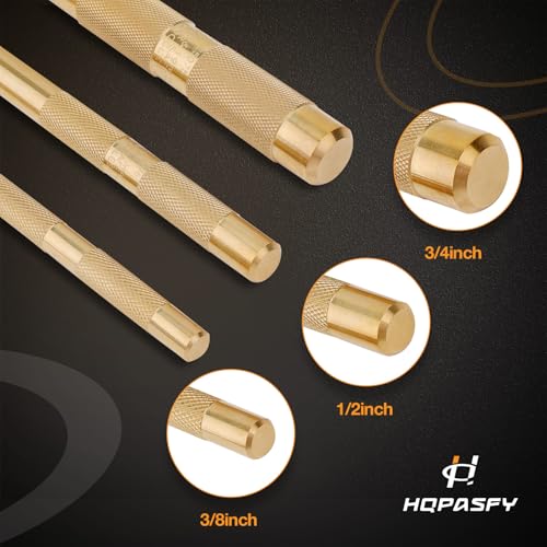 Brass Drift Punch Tool, 3-Piece Set-3/4, 1/2", 3/8" Brass Drift 3-Piece Set (3/4" x 8", 1/2" x 7", 3/8" x 6")
