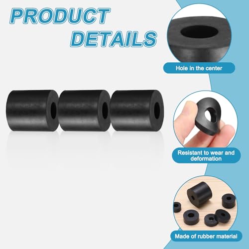 uxcell 60 Pcs Rubber Spacers 25mm OD x 10mm ID x 25mm Height Round Anti Vibration Spacer Rubber Bushing Grommets