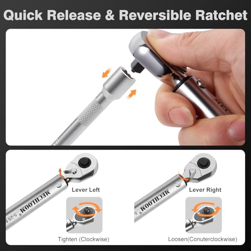 Bicycle Torque Wrench Set, 1/4-Inch, 5–25 Nm, 15-Piece Kit 1/4" 15 PCS