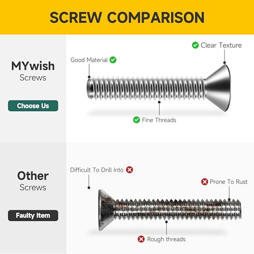 Mywish 750Pcs #6-32#8-32#10-24 1/4-20" Nuts and Bolts Assortment Kit, Phillips Flat Head Assorted Screws Nuts and Bolts, 304 Stainless Steel Machine Screw Assortment Kit 750Pcs SAE Flat Head