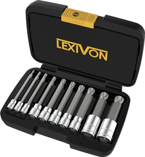 LEXIVON XZN Triple Square Spline Bit Socket Set, Extra Long 4-Inch | 10-Piece European Style M4 - M18, Premium S2 Alloy Steel | Enhanced Storage Case (LX-145L)