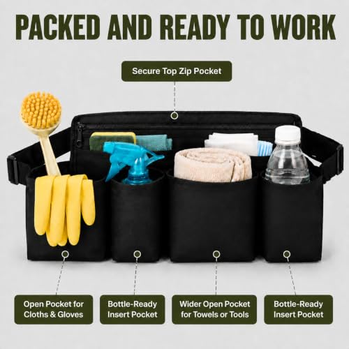 Wearable Cleaning Caddy Bag with Tool Belt Set, 600D Durable Fabric