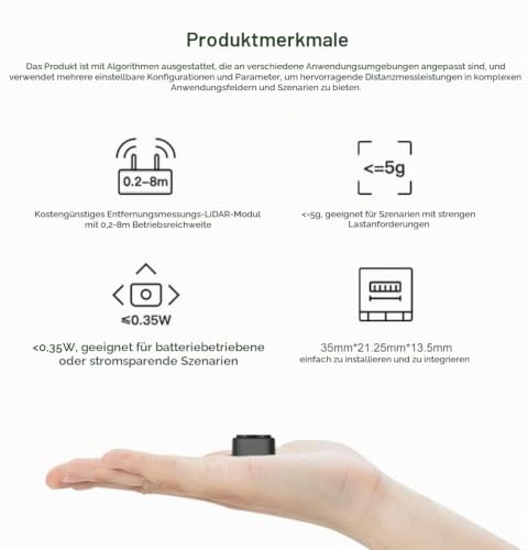youyeetoo TF-Luna Lidar Sensor Module Single-Point Ranging Module 0.2-8 m Measurement Range Distance, for Drone Industrial Sensing Robot Smart Home Support I/O, UART and I2C TF-Luna UART 8M Small