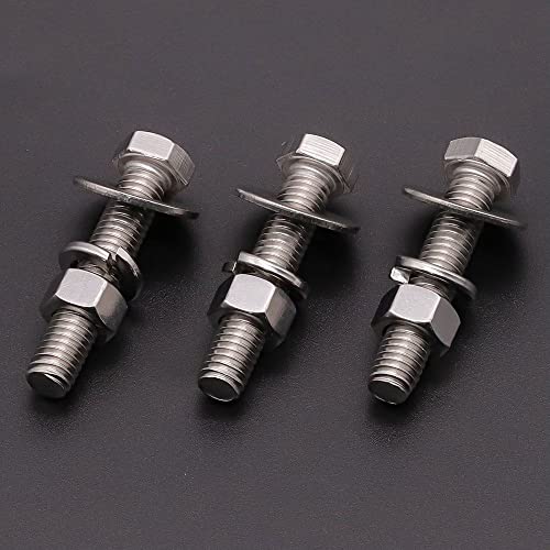 (4 Sets) 1/2-13 x 6 Stainless Steel Hex Bolts & Hex Nuts & Large Diameter Flat Washers & Lock Washers Hardware Kit, 304 Stainless Steel 18-8, Full Thread Hexagon Bolt Assortment 1/2-13 x 6" 4