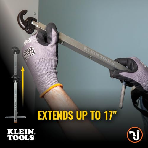 Klein Tools 68232 Telescoping Basin Wrench, Adjustable 10-17-Inch Plumbing Wrench with 1-1/4-Inch Jaw Capacity, Ideal for Hard to Reach Spaces