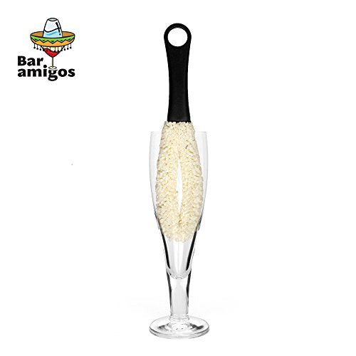 Bar Amigos Set of 3 - Decanter & Glassware Cleaning Brushes Glass For Cleaning Wine Champagne Glasses Babies Bottles Beer Steins Neck Goblets Reusable Water Sports Bottles Stainless Steel Bottles