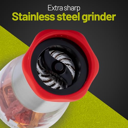 Chilli Grinder for Dried Chillies with Efficient Steel Cutting Blades Red