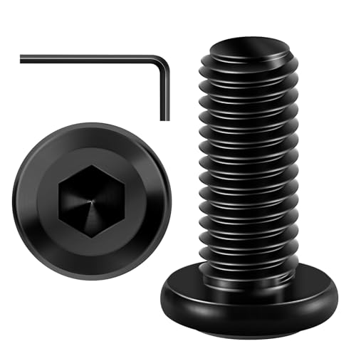 Mywish M8 x 20mm 50Pcs Flat Head Hex Socket Cap Screws Bolts & M8 x 20mm 20Set Flat Head Hex Socket Cap Screws Bolts with Barrel Nuts, 304 Stainless Steel Furniture Bolts Full Thread, Black Oxide & He