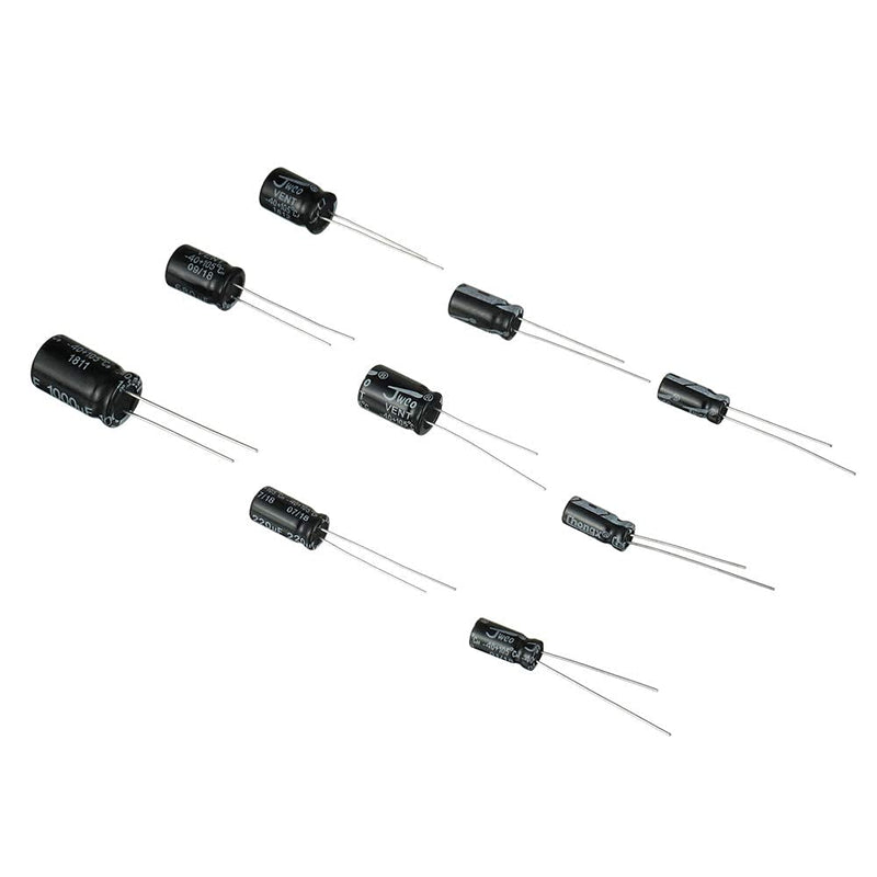 BOJACK 24 worth 630 pieces capacitor electrolytic capacitor assortment kit including model number 0.1uF-1000uF