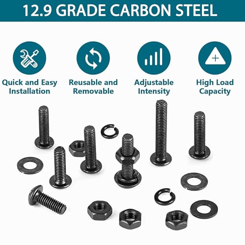 621PCS Black M5 Button Head Hex Socket Cap Screws, M5x8/10/12/14/16/18/20/25/30/35/40mm Metric Screws Bolts Nuts Washers Assortment Kit with Wrench,12.9 Grade Carbon Steel,Black Oxide Finish Black M5 Screws