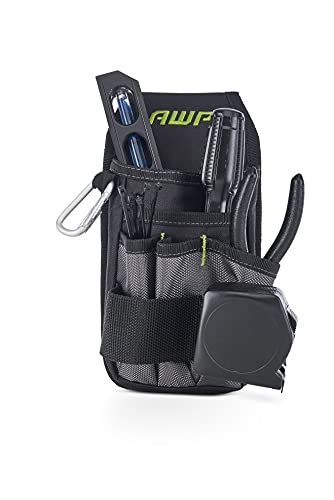 AWP 12 Inch Pro Tool Tote with Rotating Handle for Easy Tool Access, Water-Resistant Construction & Organizer Tool Pouch | 7 Pockets & Loops for Tool Organization