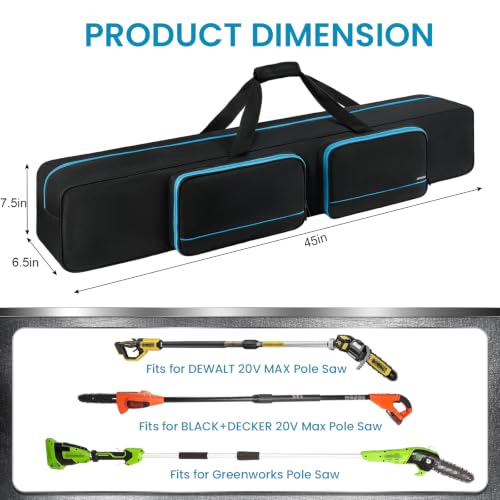 Pole Saw Carrying Case Fits for Dewalt/EGO Power+/Worx/Greenworks Chainsaw Black & Blue