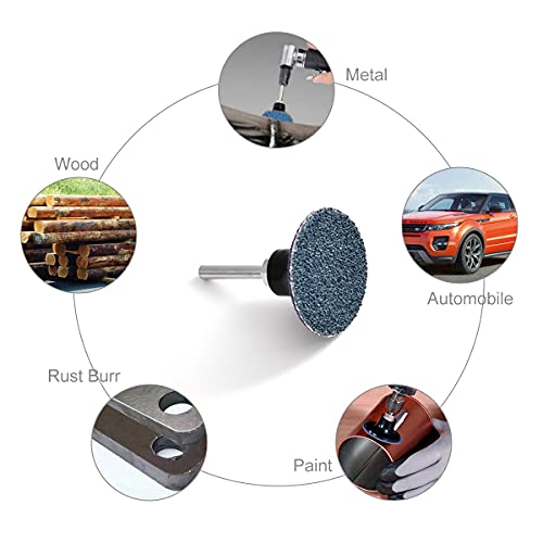 50 Pcs 2 inch P36/60/80 Zirconia Quick Change Grinding Discs, with 2 Pcs 1/4 inch Disc Holder for Surface Prep (Mix Grit)