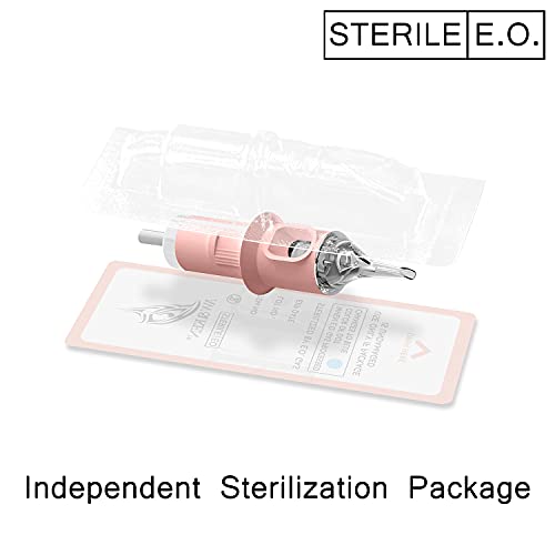 AWAKEN Needle Cartridges Dermograph Sterile Tattoo Cartridge PUM Round Liner 1 Pin Long Taper Disposable Makeup Eyebrows Lip Eyeliner Round (0.30 mm/1RLLT) 0.30 mm - long taper