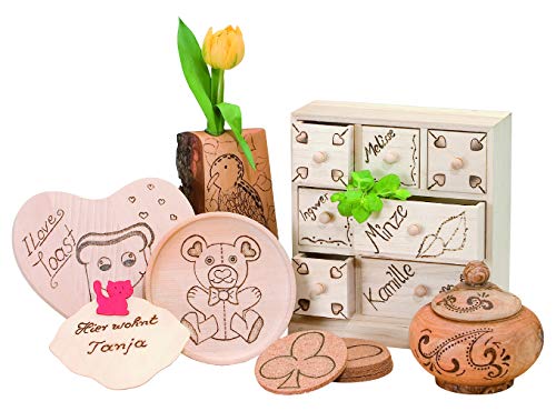 Pyrography Pen with 9 Tips and Stamps, for Burning and Writing, Drawing and Burning on Wood, Leather, Cork and Other Materials, Single