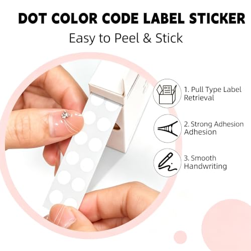 1/2" & 1/4" White Dot Stickers Round Color Coding Circle Dots Stickers