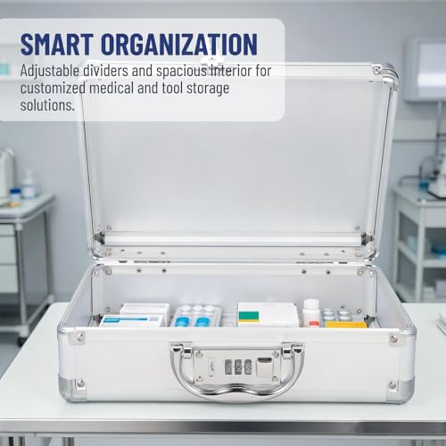 Healeved Aluminum Briefcase 11.41 X 8.07 X 3.93 in Metal Case with Handle and Password Lock Hard Storage Case for Tool Storage Instruments and Outdoor Travel
