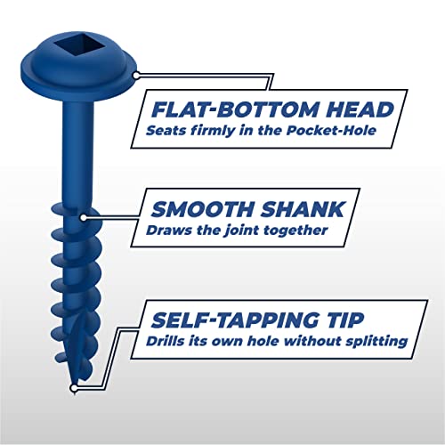 Kreg Blue-Kote Pocket-Hole Screws, SML-C250B-250, 250 Count, 2-1/2 Inch Pack of 1
