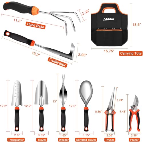 9 Piece Garden Tool Set 9-Piece Black