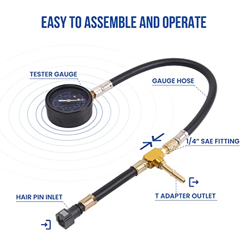 Lichamp Fuel Pressure Gauge, Fuel Pump Pressure Test Kit with Hose Adapter