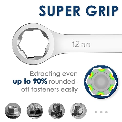 YIYEIE 5-Piece Extra Long Box End Wrench Set, Metric 8mm-19mm, 6 Point Extended Bolt Extractor Wrench, CR-V Labor-Saving Aviation Spanner with EVA Foam 5PCS