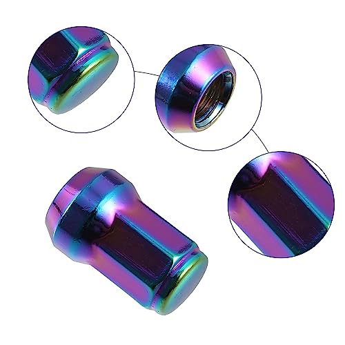 ACROPIX M12 x 1.25 Car Lug Nuts Cone Seat Closed End Bulge Acorn Hex Wheel Nut with Socket Key Multicolor - Pack of 20