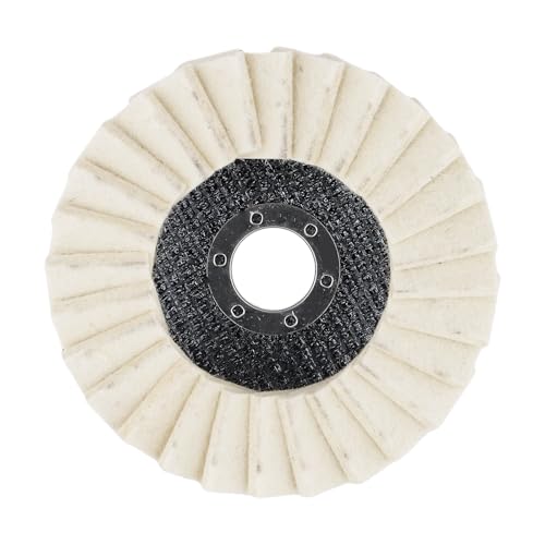 SINJEUN 15 PCS Felt Flap Disc, 4-1/2" x 7/8" Wool Polishing Wheel Disc, Angle Grinder Buffing Wheel, Metal Polishing, Off-White