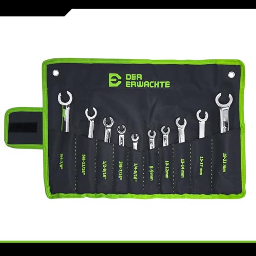Der Erwachte Flare Nut Wrench Set, Standard & Metric, 10-Piece Silver 10PC SAE&Metric(Flare Nut)