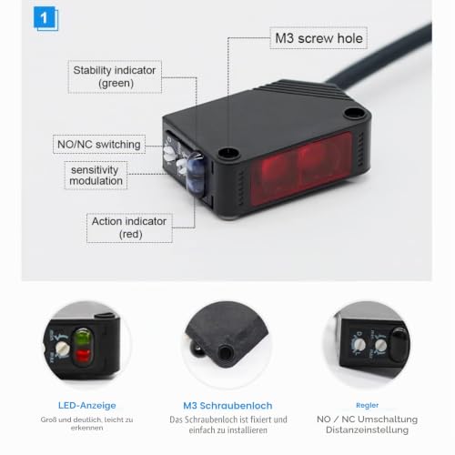 Photoelectric Infrared Switch, IR Photoelectric Sensor Switch, 12-24VDC E3Z-D61 Diffuse Reflection Infrared Sensor NPN Photoelectric Switch for Automatic Devices