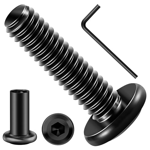 Mywish (20Sets) 1/4-20 Bolt x 1" Button Head Socket Cap Bolts & (20Sets) 1/4-20 x 1 Flat Head Socket Cap Screws Bolts and Barrel Nuts Kit, Black Oxide 304 Stainless Steel Nuts and 18-8 Allen Screws As