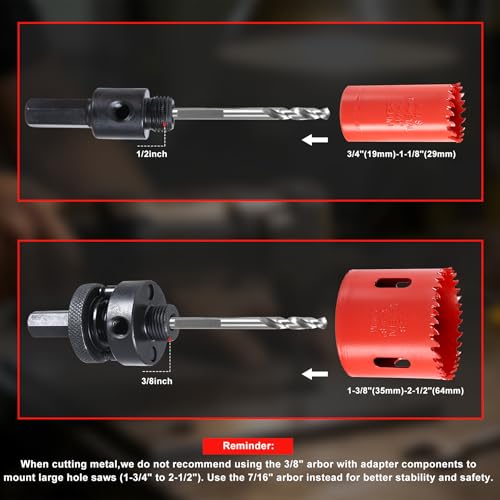 M42 Hole Saw Kit,12Pcs 8% Cobalt Bi-Metal Hole Saw Set with with 7/8"-1-1/2"(22-38mm)–Deep Cut 2" Depth HSS Hole Cutter for Wood, Plastic, Drywall, Metal Sheet & Hardened Stainless Steel 12PCS-7/8"-1-1/2" 1