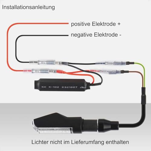 Evermotor Universal E-MARK E-Approved Motorcycle Look and Beautiful Bright LED Running Light Sequential Running Effect Indicator Waterproof Pack of 2 Quad Scooter Chopper Cruiser ATV Moped, m | Motorcycle Turn Signal Resistor with Cables, Against Flash...
