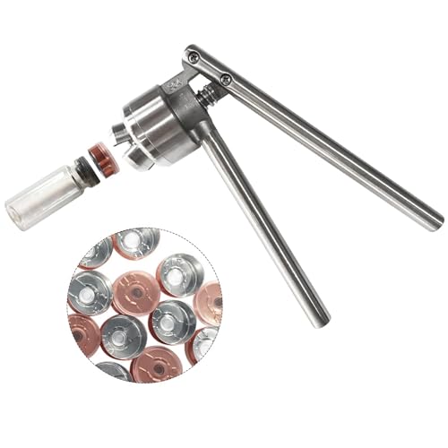 YaeTek 20mm Vial Manual Crimper Hand Sealing Machine + 10 x 10ml Vials & Stopper&Caps - Crimper Medical/Bottle Cap Crimping Tool/Antibiotics Bottle Capper Machine/Hand held Capping Machine