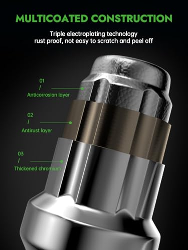 AUTOPTIM 7/16-20 Spline Lug Nuts - 20Pcs Chrome Closed End Nuts with Socket 7/16"-20 20 Pcs
