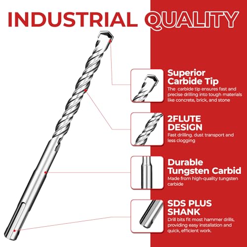 3/4"(19mm) x39 SDS Plus Hammer Drill Bit, 2-Cutter Concrete 3/4"（19mm） x 39 "