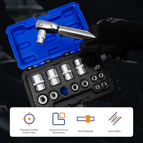 15pc External Torx Plus Socket Set Compatible with Tesla, 6 Point EP Sockets EP4, EP5, EP6, EP7, EP8, EP10, EP11, EP12, EP14, EP16, EP18, EP20, EP22, EP24 with 1/2'' 3/8'' 1/4'', Silver