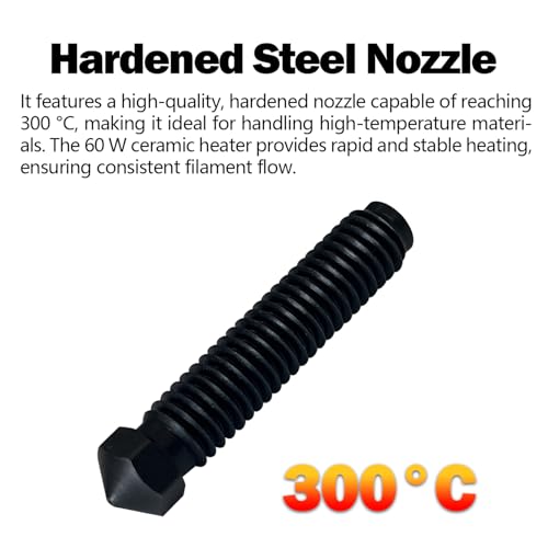 HzdaDeve 0.6 mm Hotend for OrangeStorm Giga Hot End Ceramic Thermistor Extruder Print Head Hardened Steel Nozzle Heating Cartridge with Extra 1PK Silicone Cover for Elegoo 3D Printer Accessories